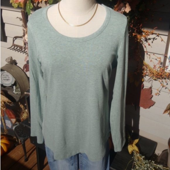 CYNTHIA ROWLEY ♡ Gorgeous Minty Green|Blueish Extremely SOFT Long Sleeve Top L - Picture 4 of 15